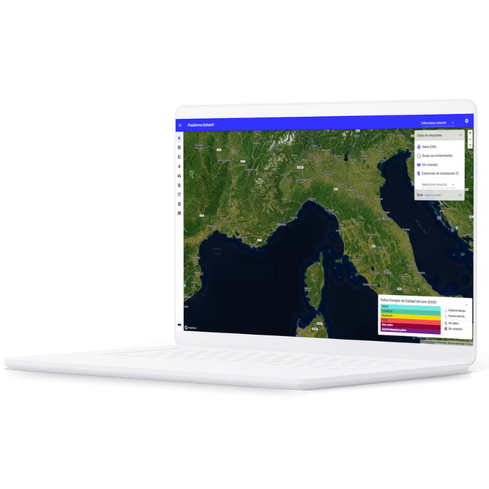Sensores calidad del aire anemometro Plataforma laptop